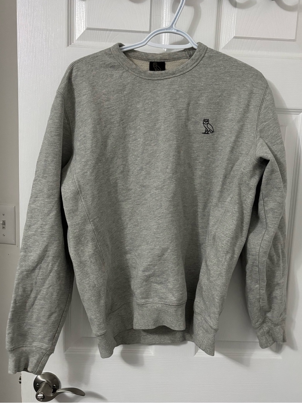 OVO Light Gray Crewneck Sweatshirt with Signature Owl